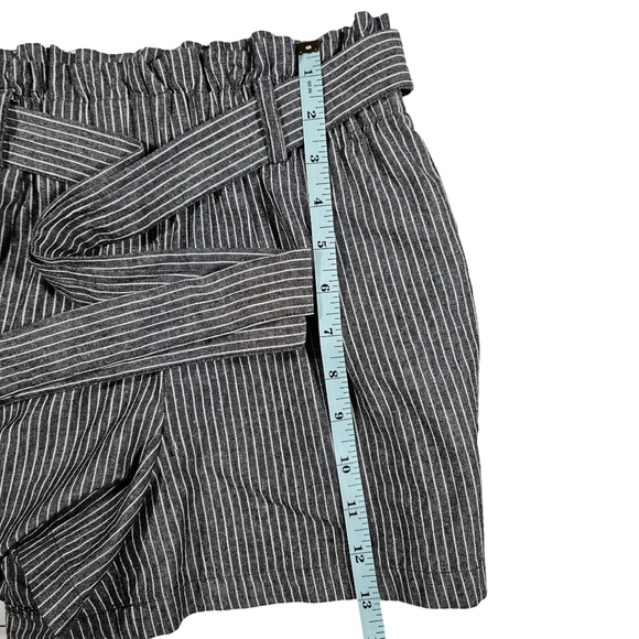 HAVE Los Angeles 100% Cotton Paper Bag Shorts, Dark Grey Pin Striped,Small - Picture 8 of 9